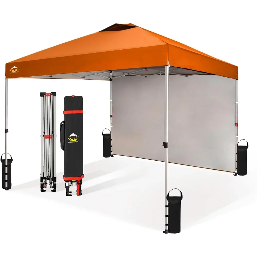 10x10 Pop Up Canopy with 1 Side Wall - Beach Tent with One Push Setup - Outdoor Sun Shade for Events, Parties, Camping - Gazebo