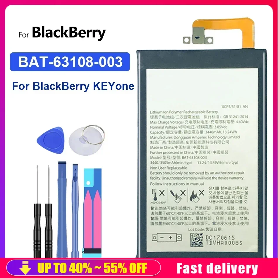 Rechargeable Mobile Phone Batteries BAT-63108-003 3440mAh For BlackBerry KEYone KE Yone Cell Phone Portable Battery