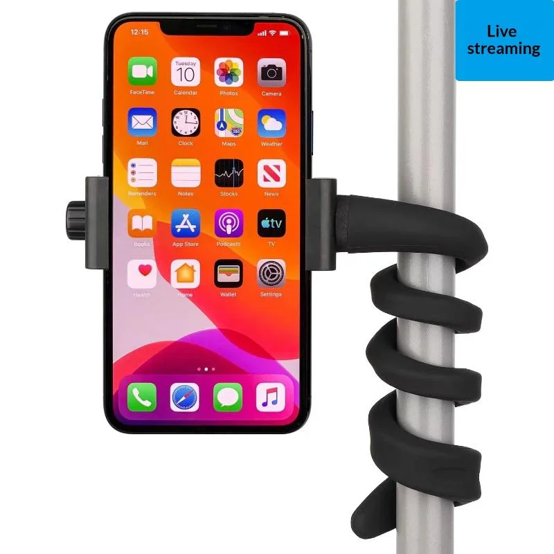 AttireTrove1pc Portable Flexible Cell Phone Holder Stand For Treadmill Spin Bike Stroller Shopping Cart Bed Car Kitchen Desk
