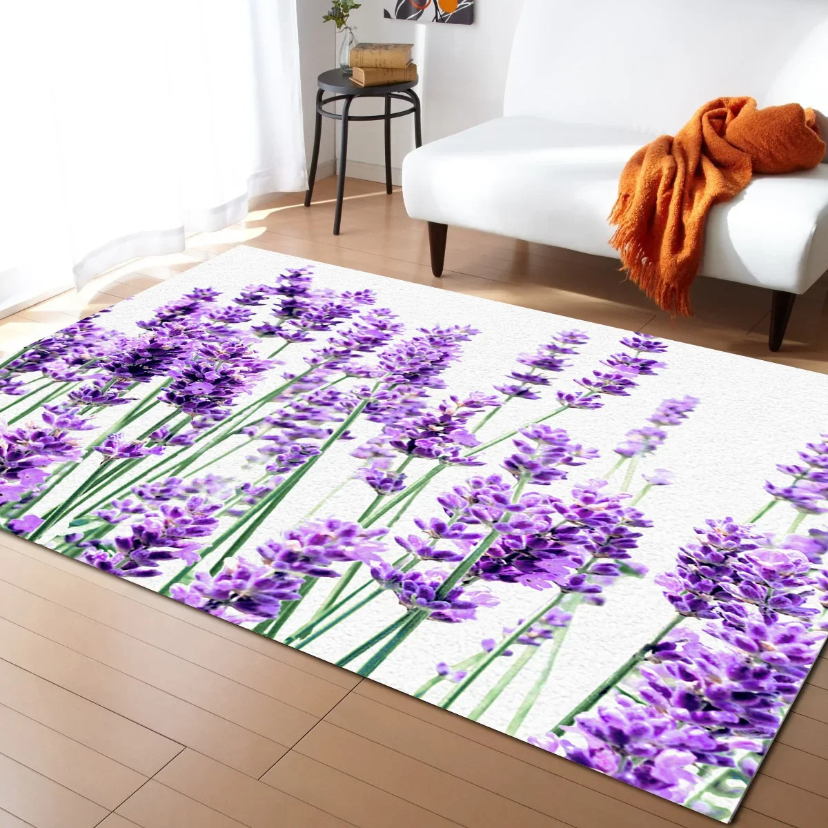 

Rustic Lilac Flower Purple Lavender Plant Carpets for Bedroom Living Room Modern Home Floor Large Non Slip Rug Entrance Door Mat