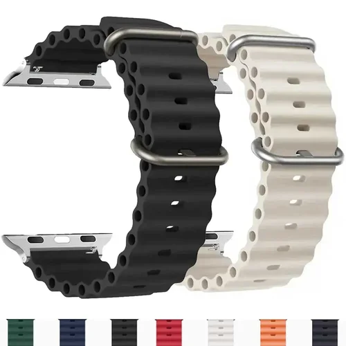 Imagen 2 del producto Correa de silicona Ocean para Apple watch band Ultra Series 9 SE iwatch 42mm 44mm 45mm 49mm 38mm 40mm 41mm correas 49 44 45 mm bandas