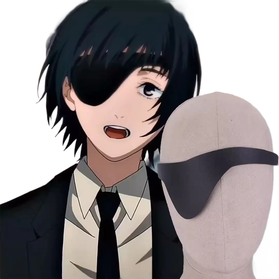 Himeno masque pour les yeux tronçonneuse homme Anime une oeil visière Cosplay accessoires de déguisement homme femme noir patch oculaire carnaval habiller accessoires