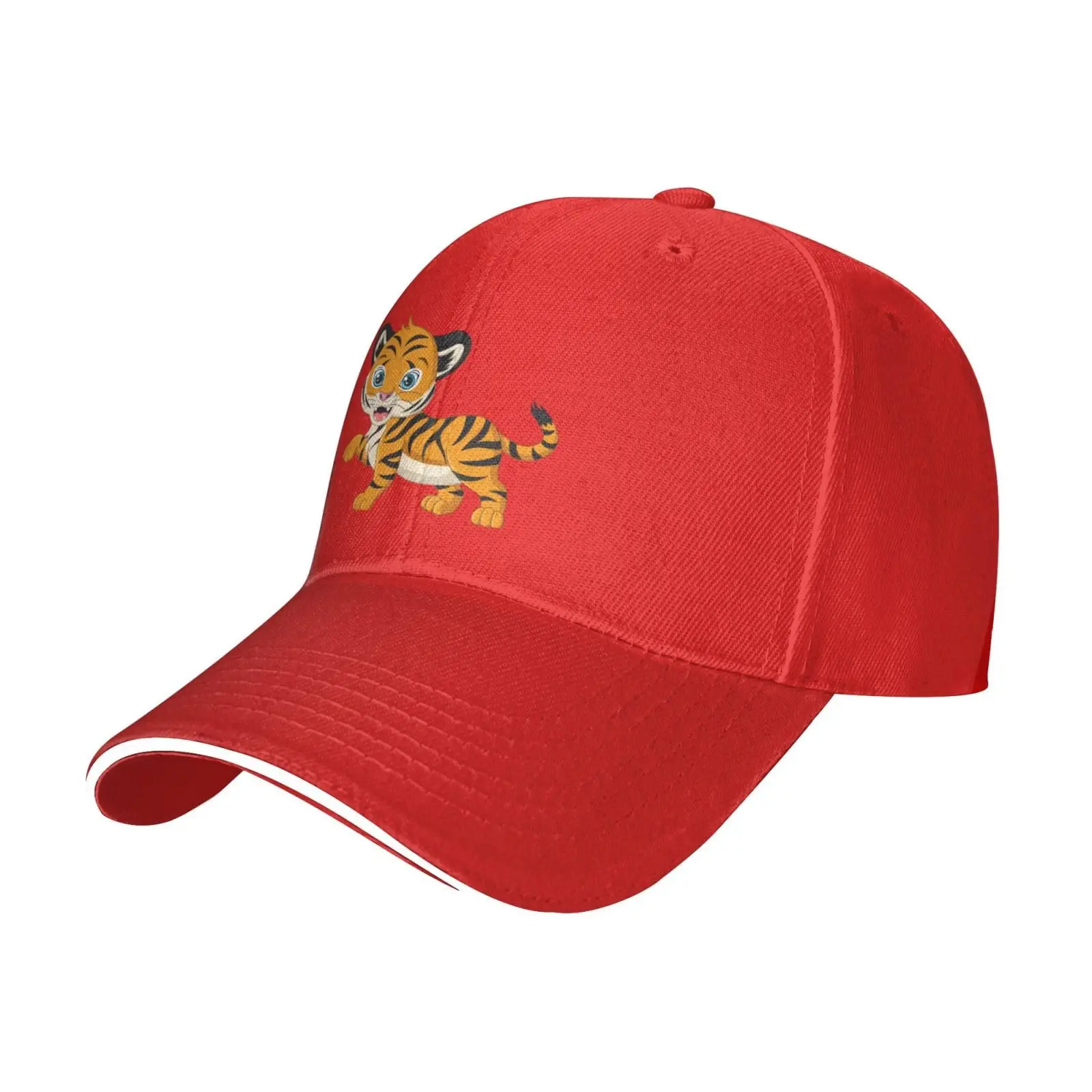 

Cute Tiger Baseball Cap Women Men Hats Adjustable Truckers Sun Hat Golf Caps Red
