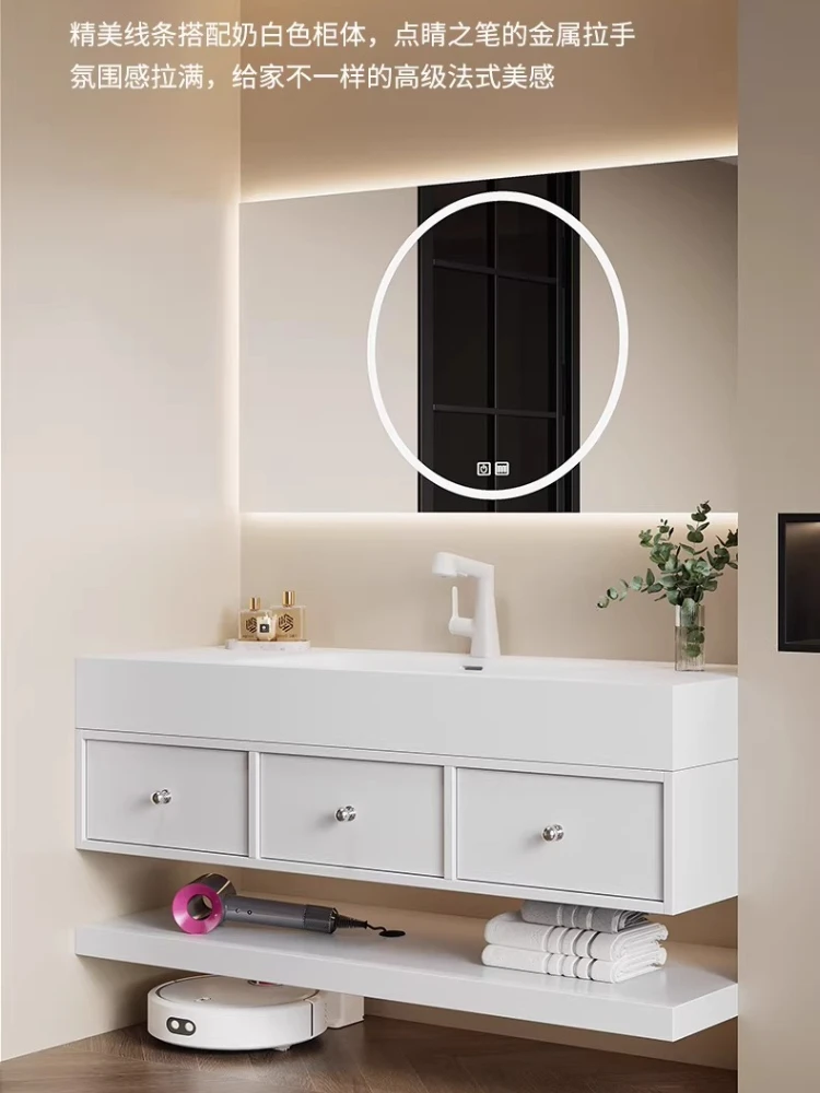 

Hotel wind bathroom cabinet combination white bathroom rubber wood paint washstand