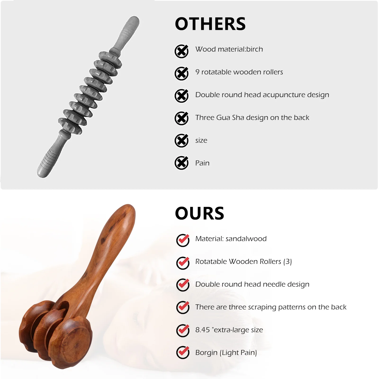 

Wooden Gua Sha Massager Premium Sandalwood Scraping Board for Body Massage Travel-Friendly Health Tool