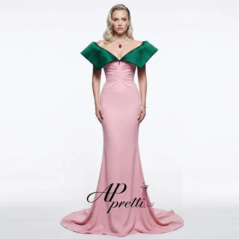 AP pretti Customized Contrast Color Mermaid Trumpet Reception Dress Off the Shoulder Pleat Party Dress Formal Evening Gown
