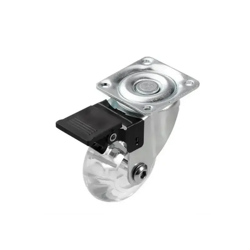 4 Packs 1.5 Inch  Pu Transparent Crystal Wheel With Brake Furniture Universal Casters