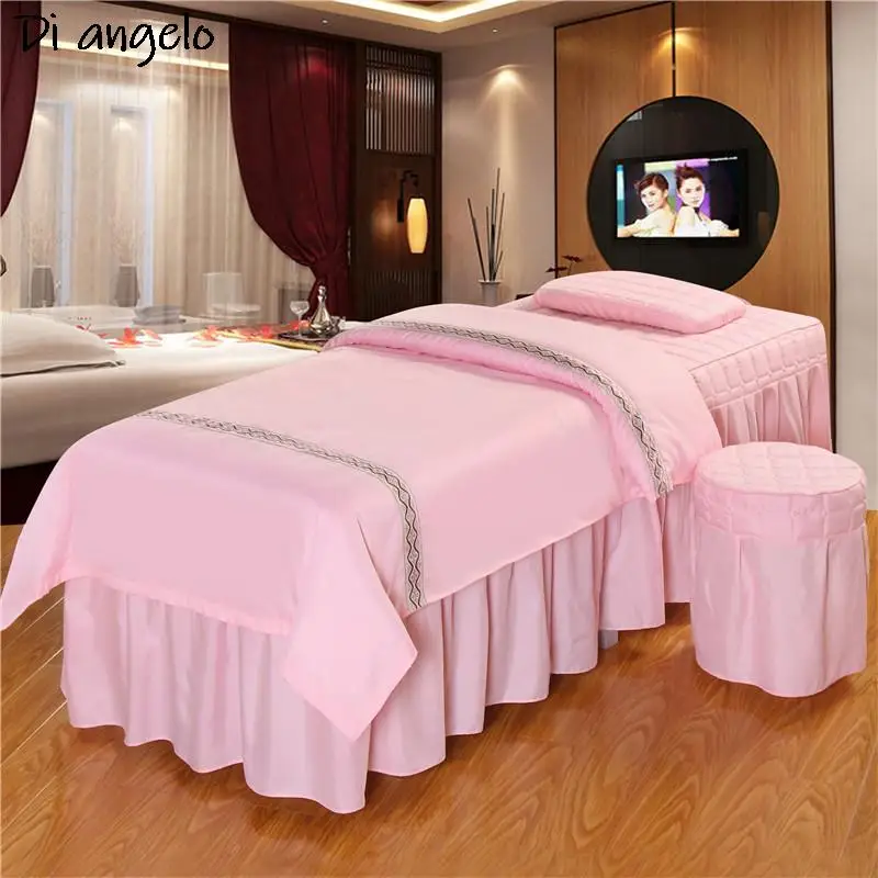 

4-6pcs Beauty Salon Bedding Set Skin-friendly Thick Bed Linens Sheet Fumigation Massage Spa Pillowcase Duvet Cover Custom Size#s