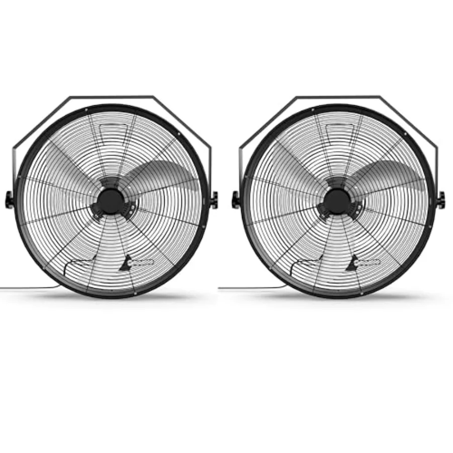 

20-дюймовый высокоскоростной настенный вентилятор с кронштейном, 3 скорости, промышленный/коммерческий, металлический, черный, прочная металлическая конструкция