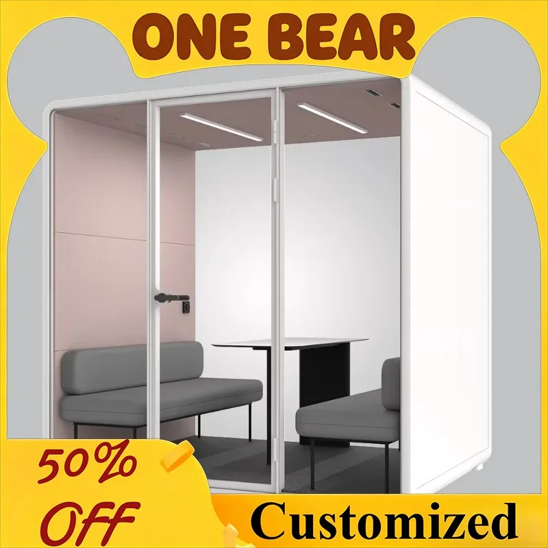 Mobile Silence Sound Proof Recording Acoustic Double-layer Glass 60% Sound Absorption Modular Modern For Office Space Workspace