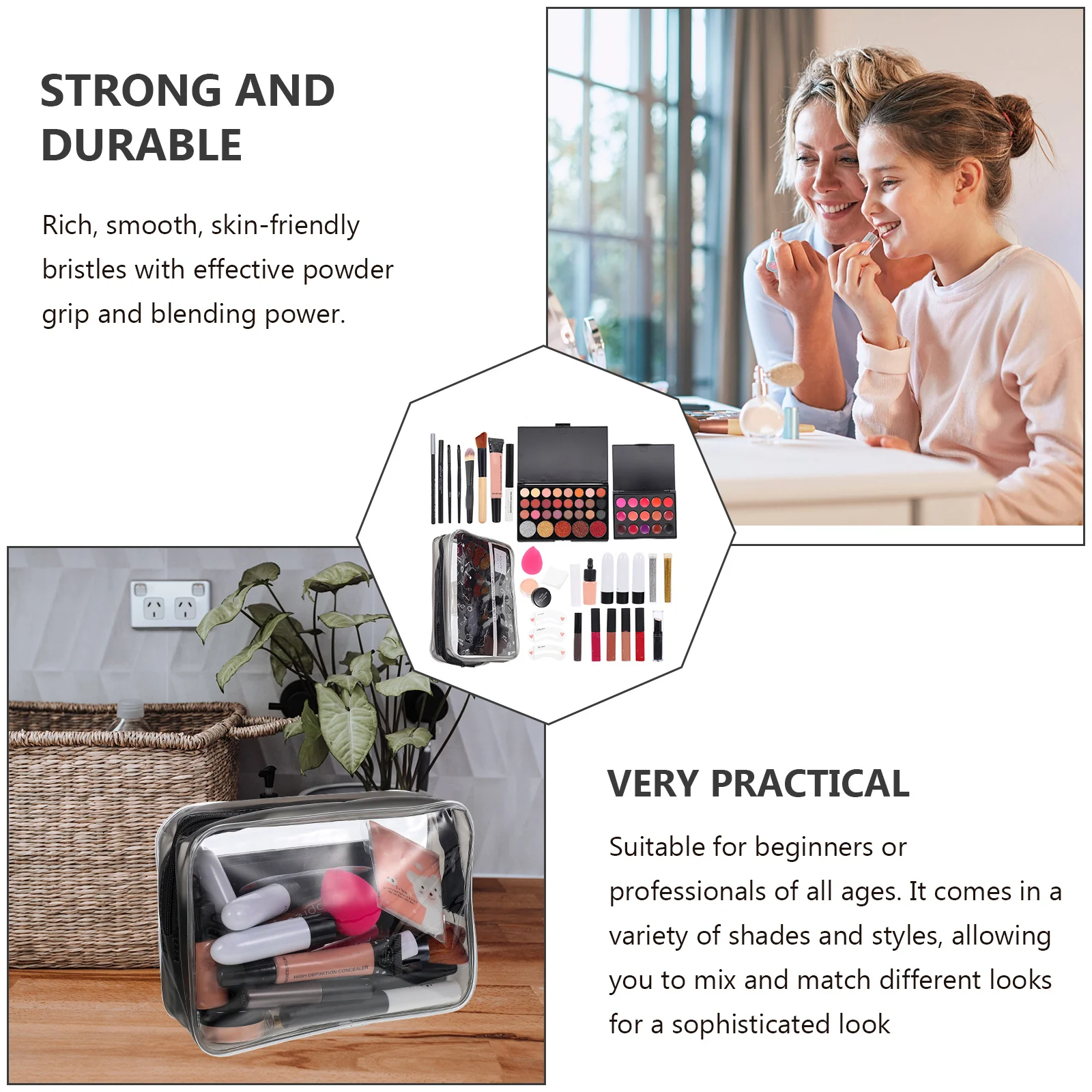 1 Juego 1 Juego para Kit de maquillaje para mujer, Kit todo en uno, cepillos duraderos, herramientas multiusos, suministros de belleza para mujer