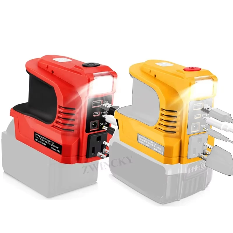Power Inverter DC 18V-21V To AC 120V/220V Lithium Battery Inverter With USB and Type-C For DeWal/Milwaukee 18V Lithium Battery