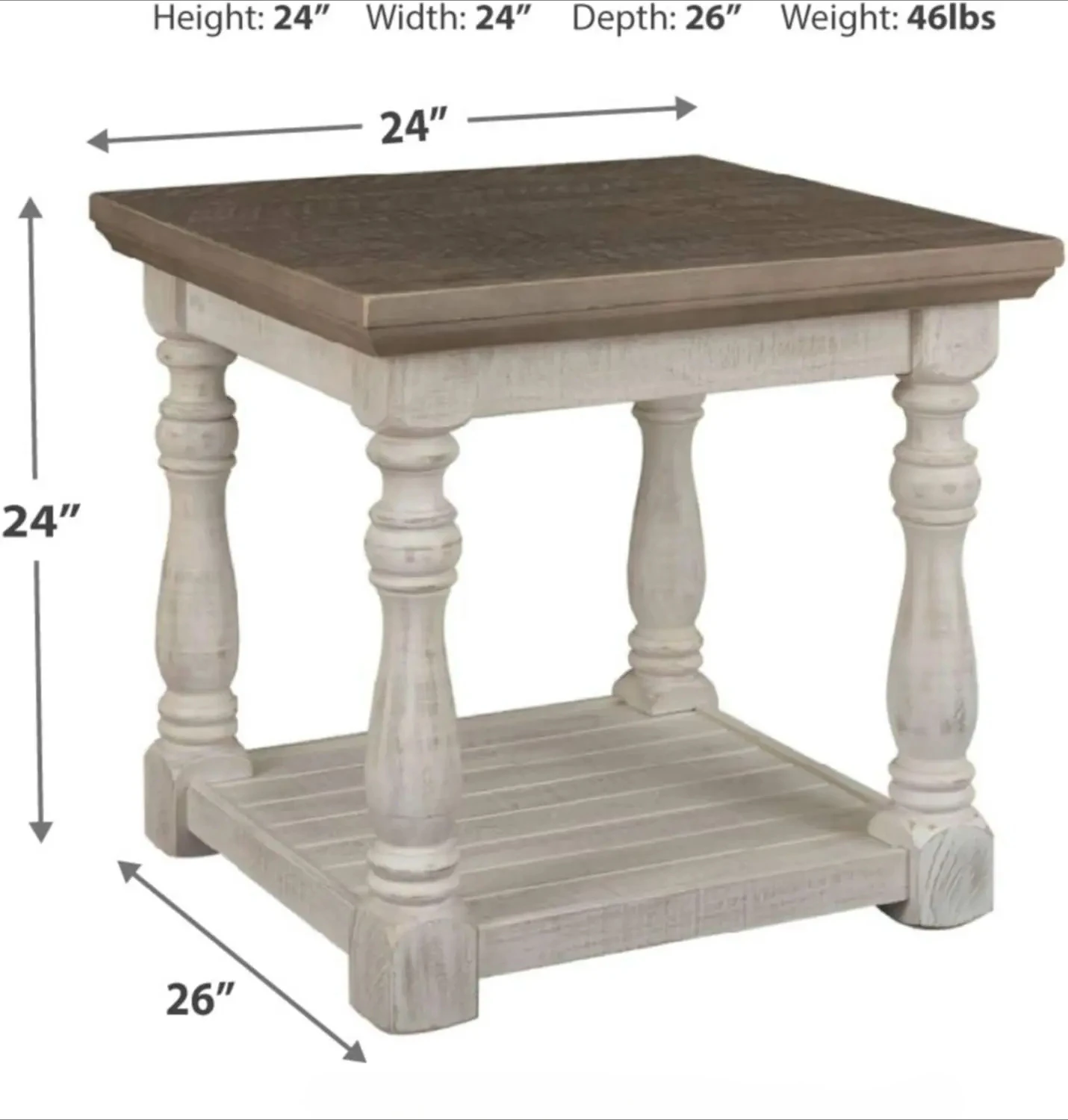 Farmhouse Square End Table with Floor Shelf, Signature Design