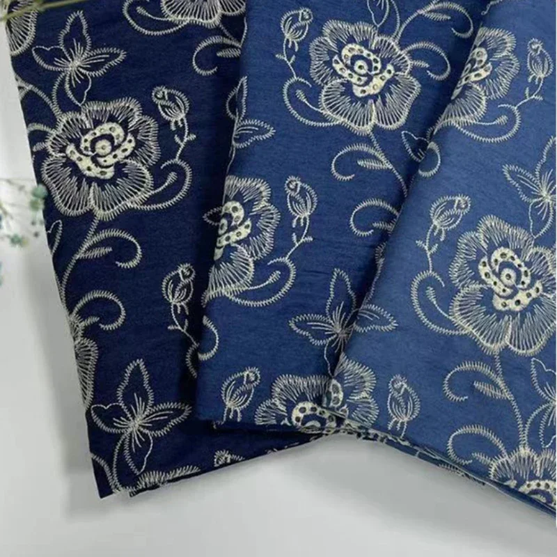 Embroidered Polyester Cotton Wash Denim Thin Flare Dress Shirt Pants Shoes Hats Diy Clothing Design Sew Cloth Fashion Wholesale
