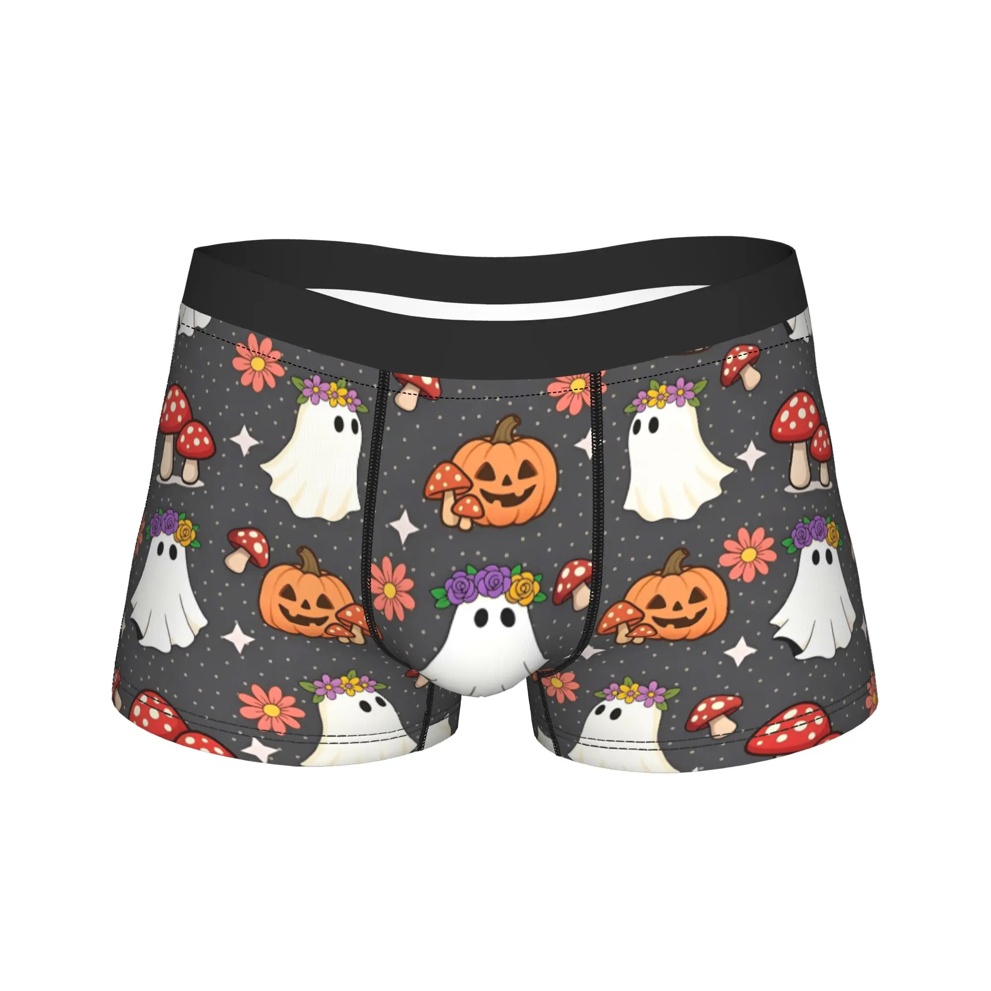 Men's Ghosts Mushroom Skull Underwear Halloween Pumpkin Hot Boxer Briefs Shorts Panties Homme Soft Underpants Plus Size