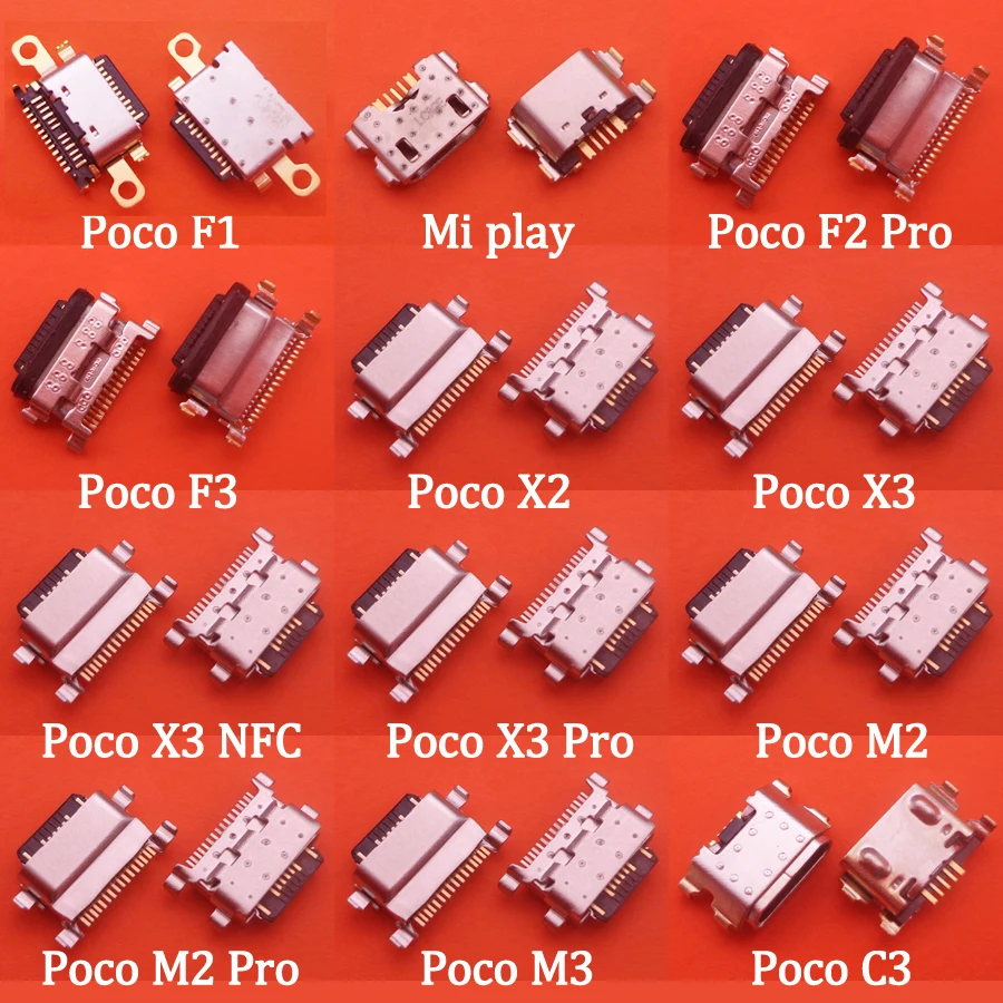 10PCS New USB Charging Connector Port Dock Charge For Xiaomi Mi Poco F1 F2 Pro M3 F3 X3 NFC X3 Pro Charging Port Connector