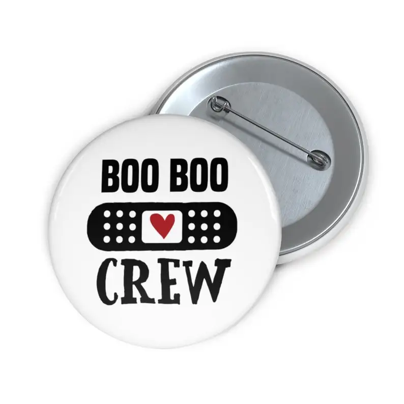 Boo  Crew First Aid School Nurse Gift Day Care Teacher Button Pin Buttons