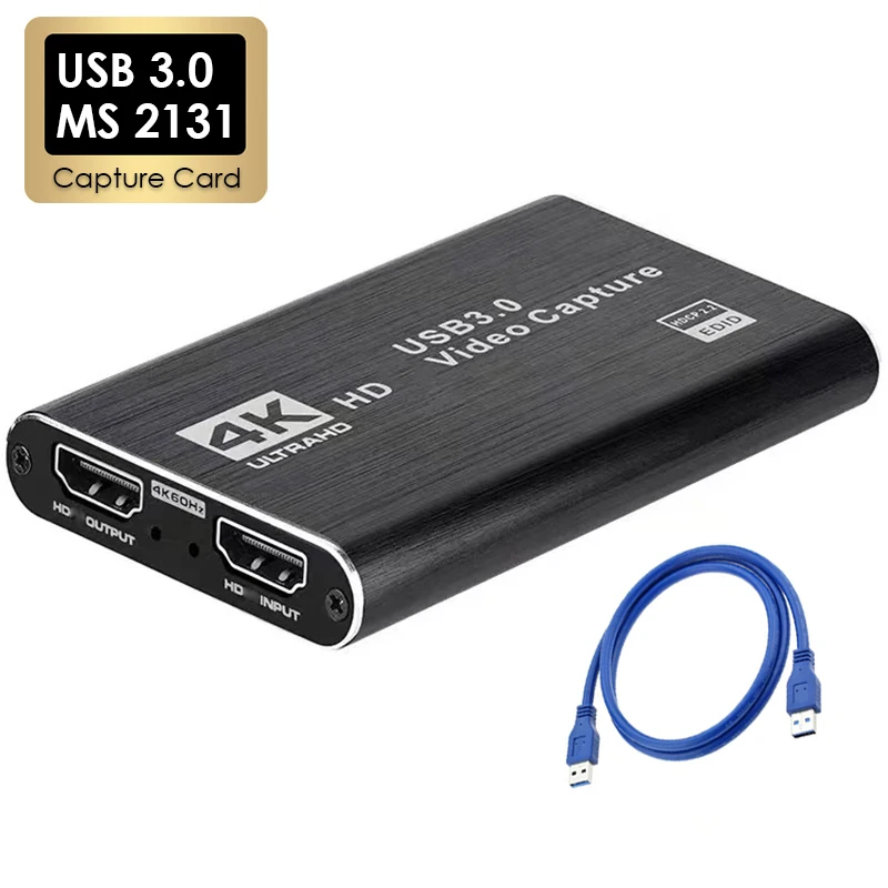 4K USB 3.0 Video Capture Card HDMI-compatibel 1080P 60Hz HD Video Recorder Grabber voor PS4 OBS Game-opname Live Streaming