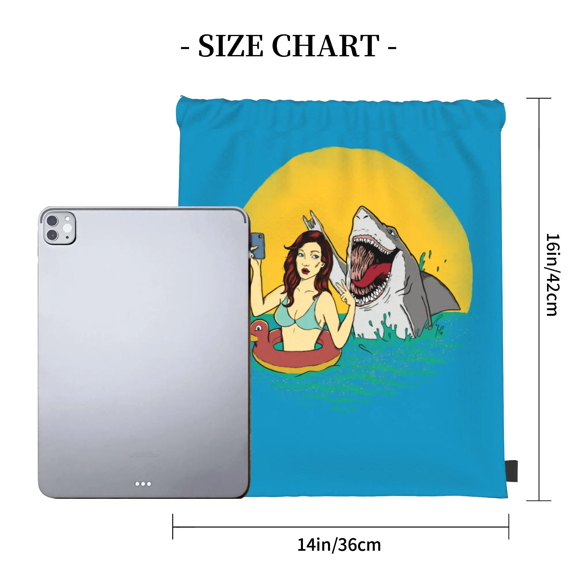 Custom Shark And Woman Drawstring Backpack Sports Gym Bag for Women Men  Shopping Sackpack view 3
