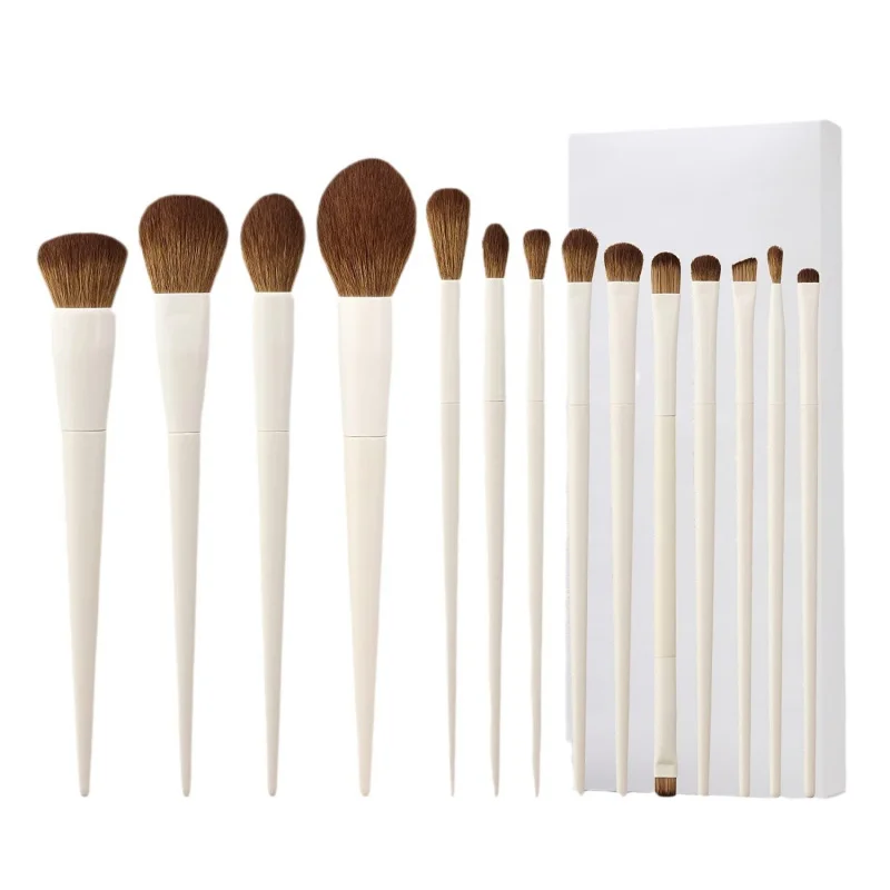 14 set di pennelli per trucco con manico in legno, morbido ombretto professionale, fard, correttore, contorno, pennello per cipria, set completo di strumenti