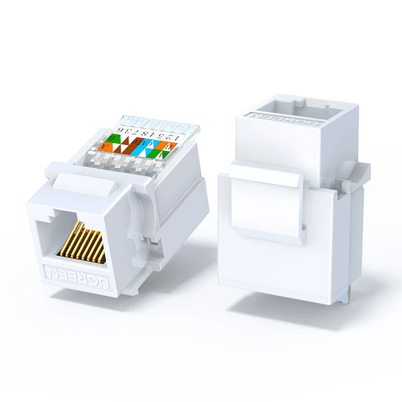 

UGREEN Cat6 Tool-Less RJ45 Keystone Jack, No Punch-Down Tool Required Module Coupler, White