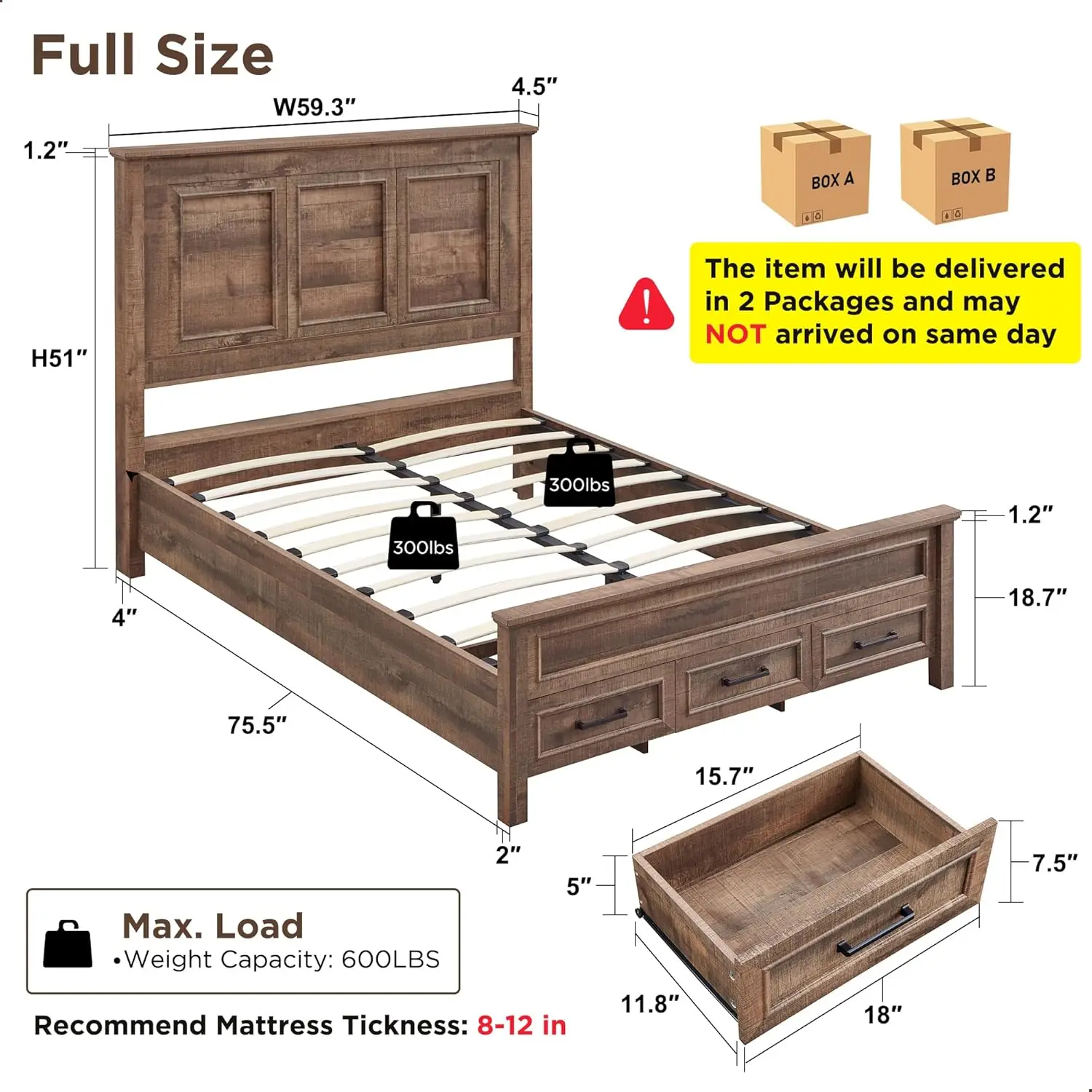 Farmhouse Full Size Bed Frame 52