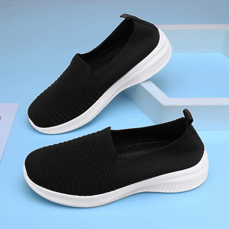 YISHEN Women Vulcanized Shoes High Quality Sneakers For Women Slip On Platform Flats Shoes Knitting Loafers Zapatos De Mujer