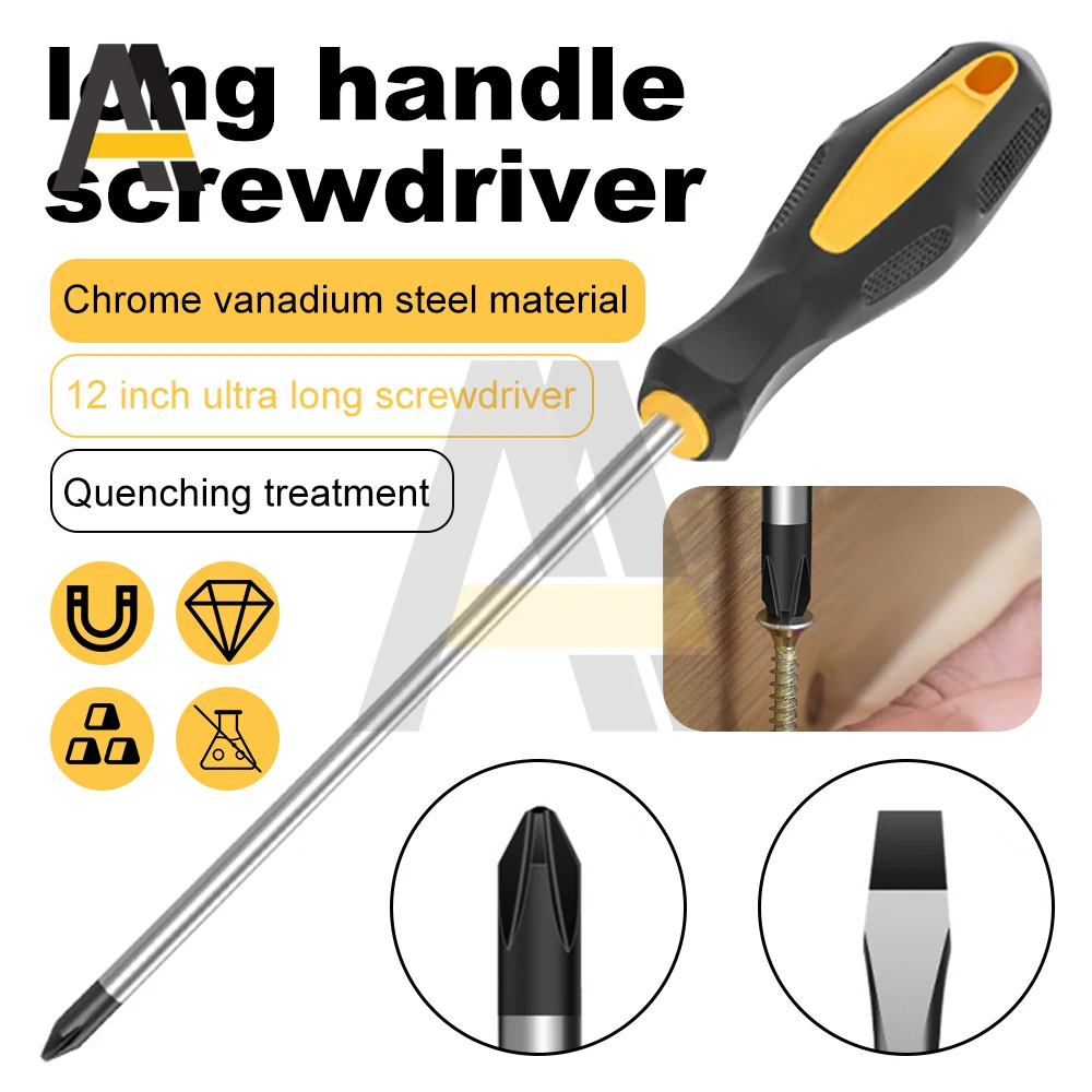 Cacciavite esteso Cacciavite a croce a taglio lungo con utensile manuale per riparazione cacciavite magnetico in gomma