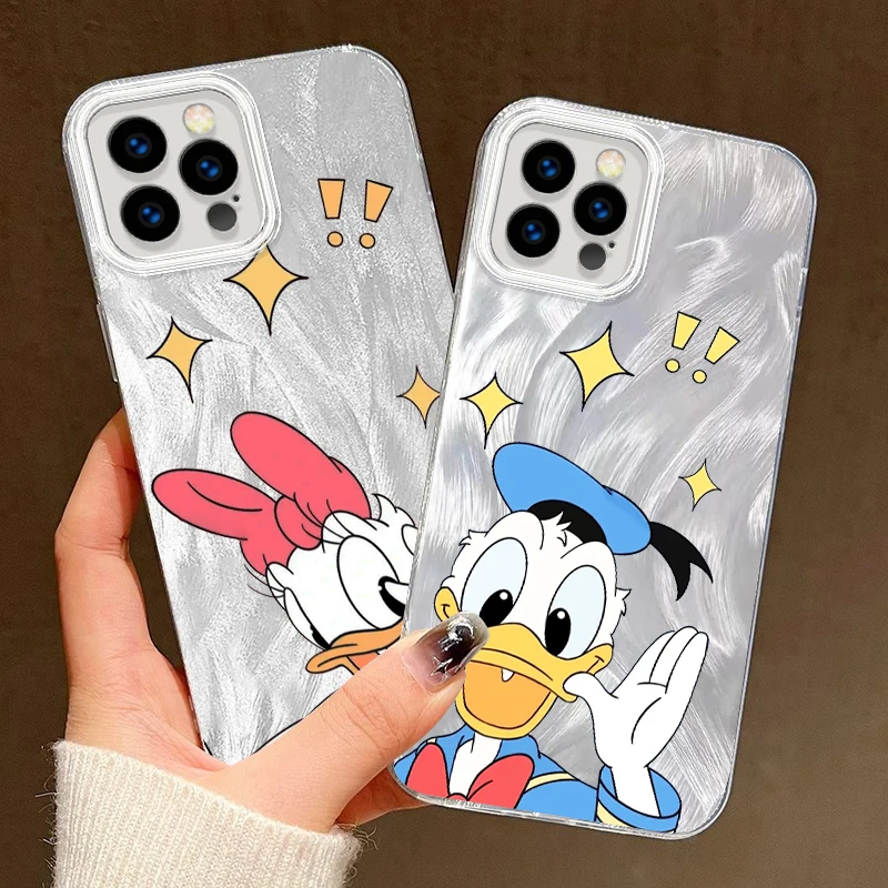 Disney Donald Duck Cute For iPhone 15 14 13 12 11 XS X XR 8 7 Pro Max Plus Feather Yarn Funda Phone Case image 2