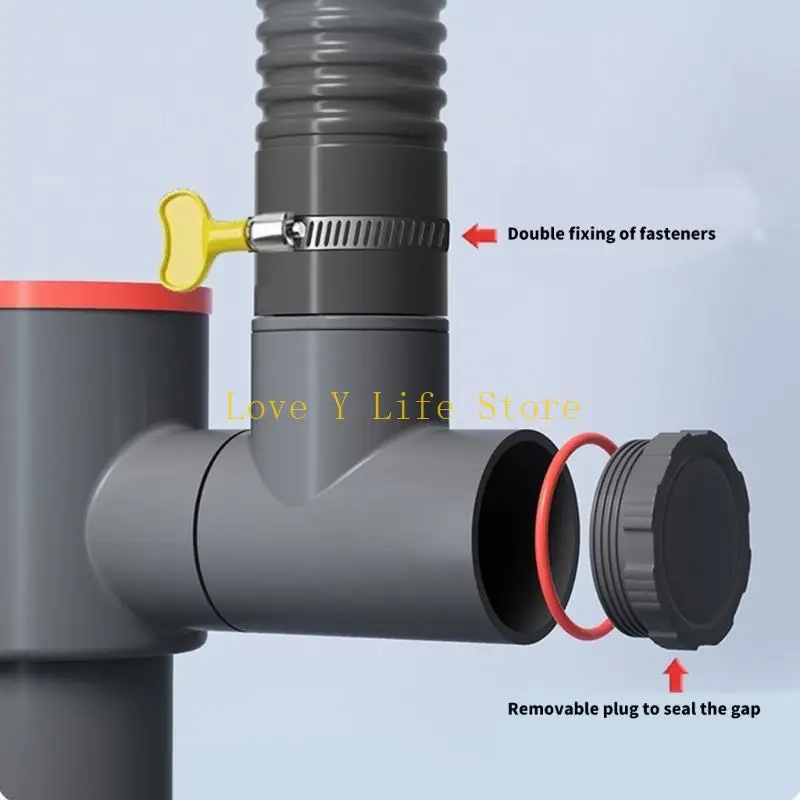 

L74C Kitchen Basins Sewer Branch Connector Plastic Pipe Drainpipe Connector Overflow Water Drain Pipe Joint Easy to Install