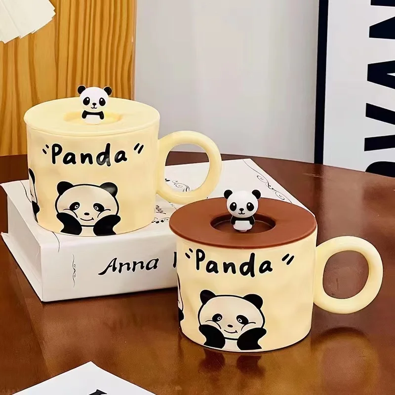 2024 New Ceramic Panda Mug With Spoon Lid Coffee Cup Original Mugs Free Shipping Original Breakfast Cups Ceramics & Pottery Tea