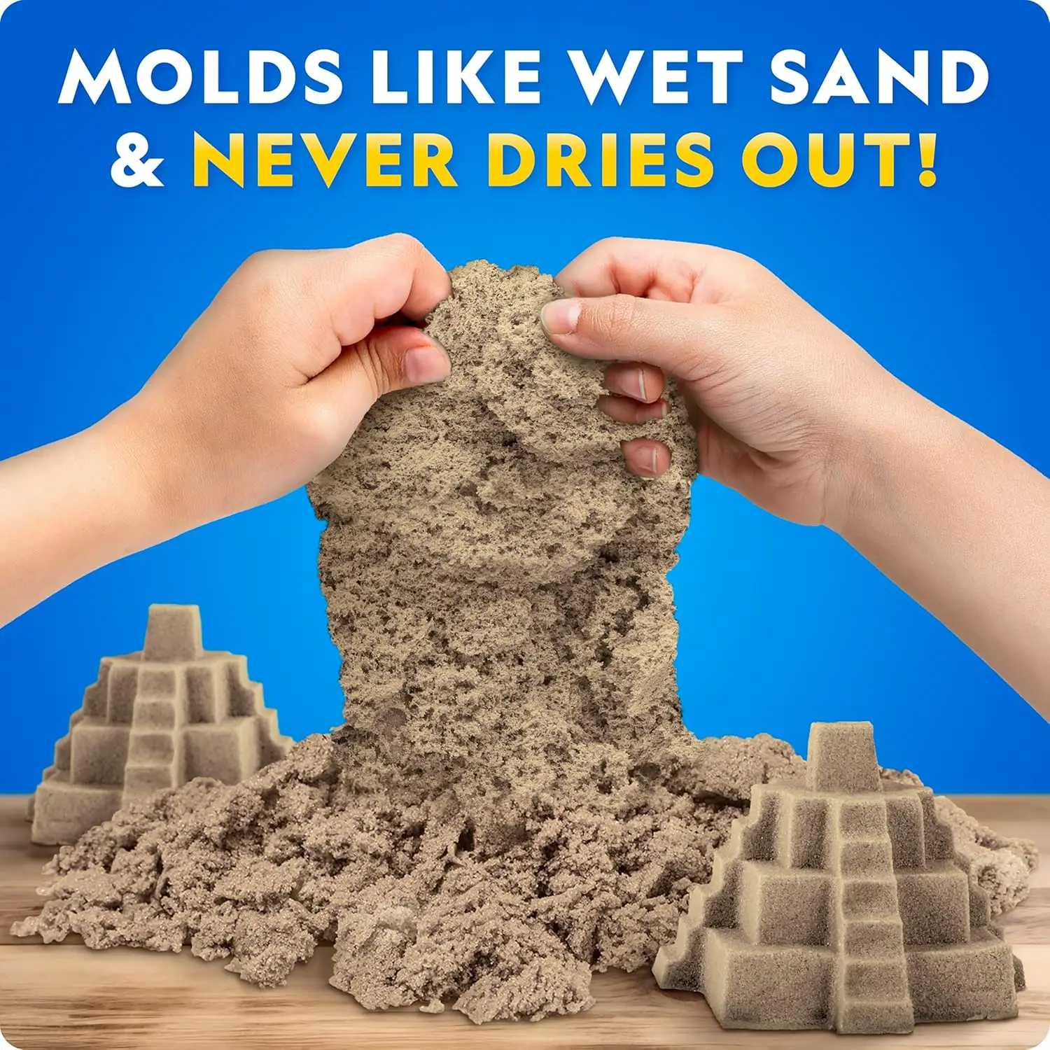 National Geographic Moon Sand - 24 Lb. Bulk Play Sand Kit with 6 Castle Molds (Natural) - A Fun No Mess Sensory Activity, Kids F