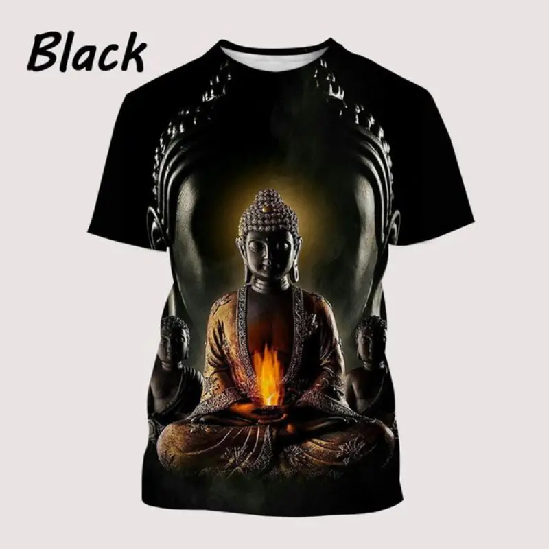 Buddha 3d Printing Hip Hop Summer Men\'s Personality T-Shirt Trend Fashion Street Creative Casual Comfortable Short-Sleeved Top