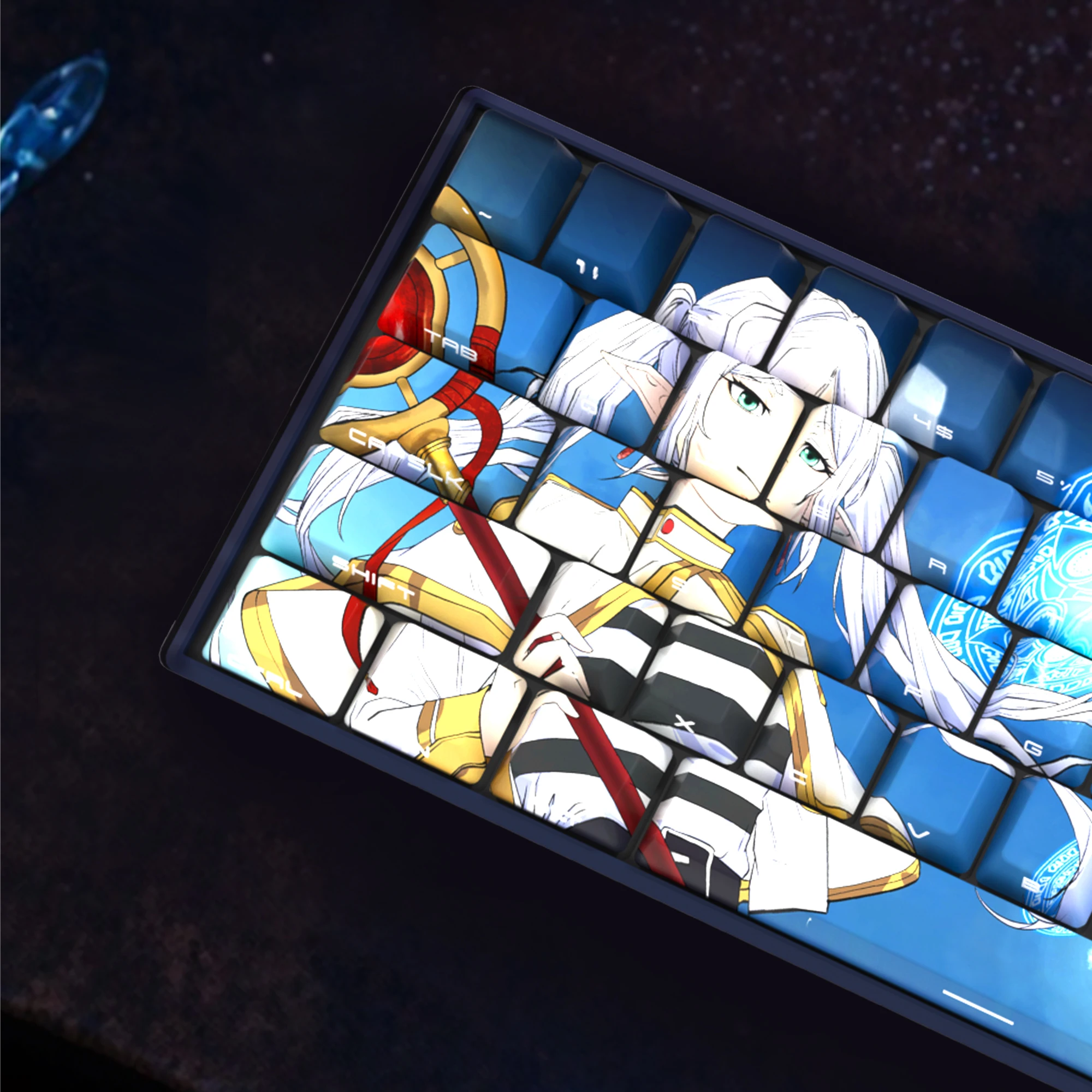 

129 Keys Anime Frieren Keycaps Cute PBT Dye-Sub Backlit Keycaps Anime Gaming Key Caps for ANSI 61 68 87 104 108 Keyboard