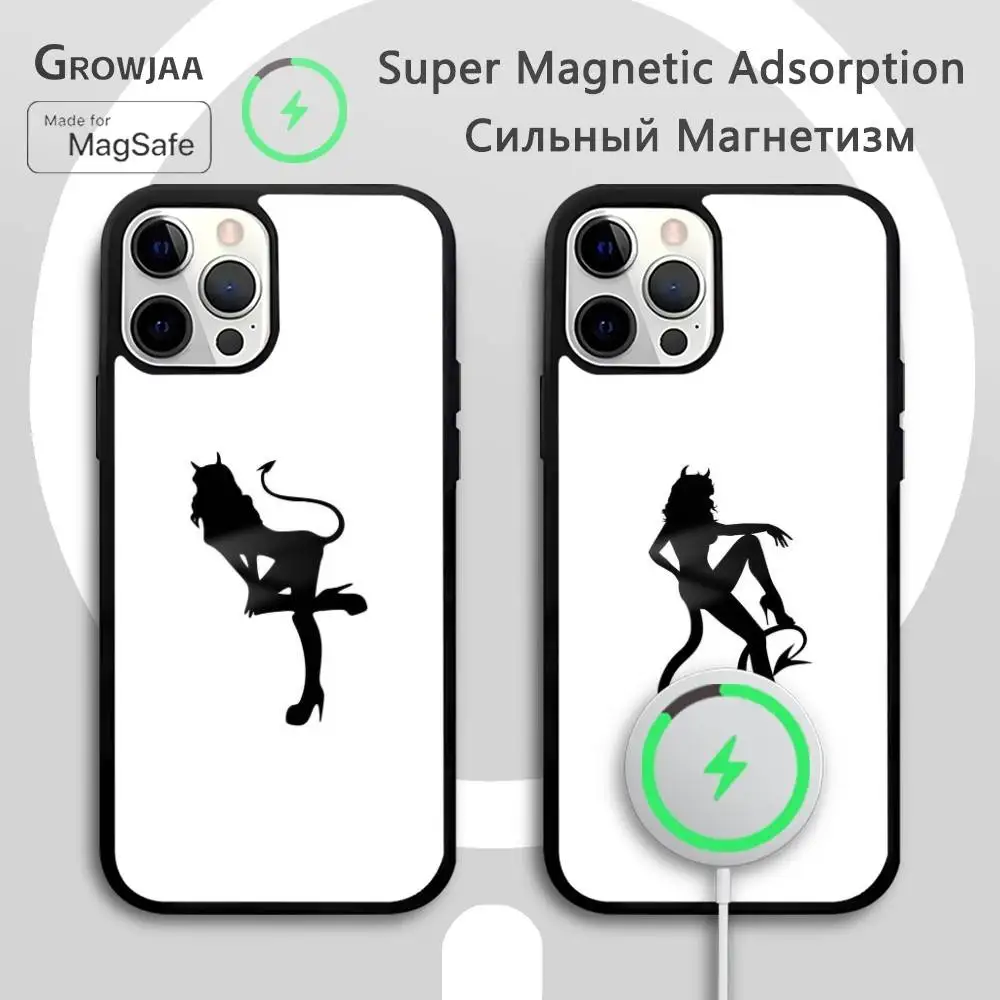 Sexy moda arte logotipo menina caso de telefone para iphone 17 16 15 14 13 12 11 pro max plus mini espelho magsafe sem fio magnético funda