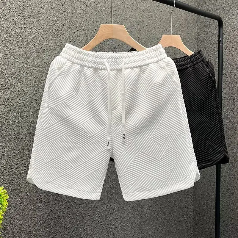 

Sli White Five-Point Men's orts Design Sensation Summer Casual Loose Fit Straight Leg Polyester Fiber Home Wear