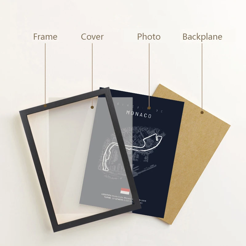 30x40cm black photo frame plus Monaco Imola F1 track canvas picture frame can be hung on the wall track map poster photo frame view 2