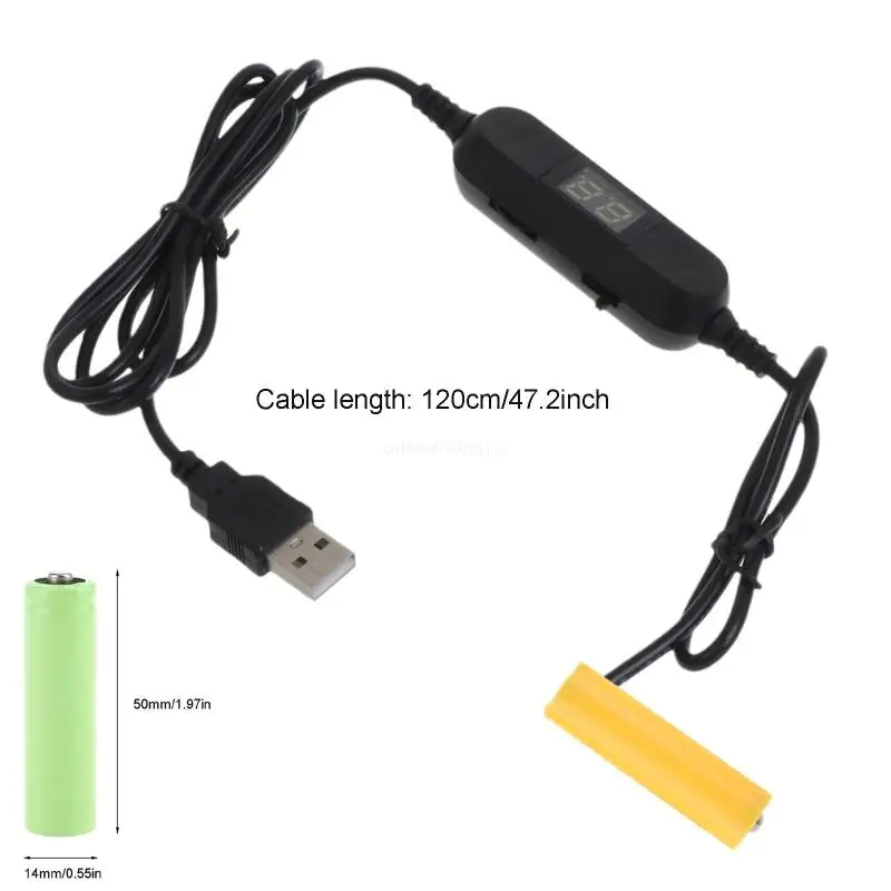 Universal USB to 1.5V 3V 4.5V 6V 9V 12V AM3/AA/LR6 Battery Power Cable for Christmas LED Light Toy Keyboard DropShipping