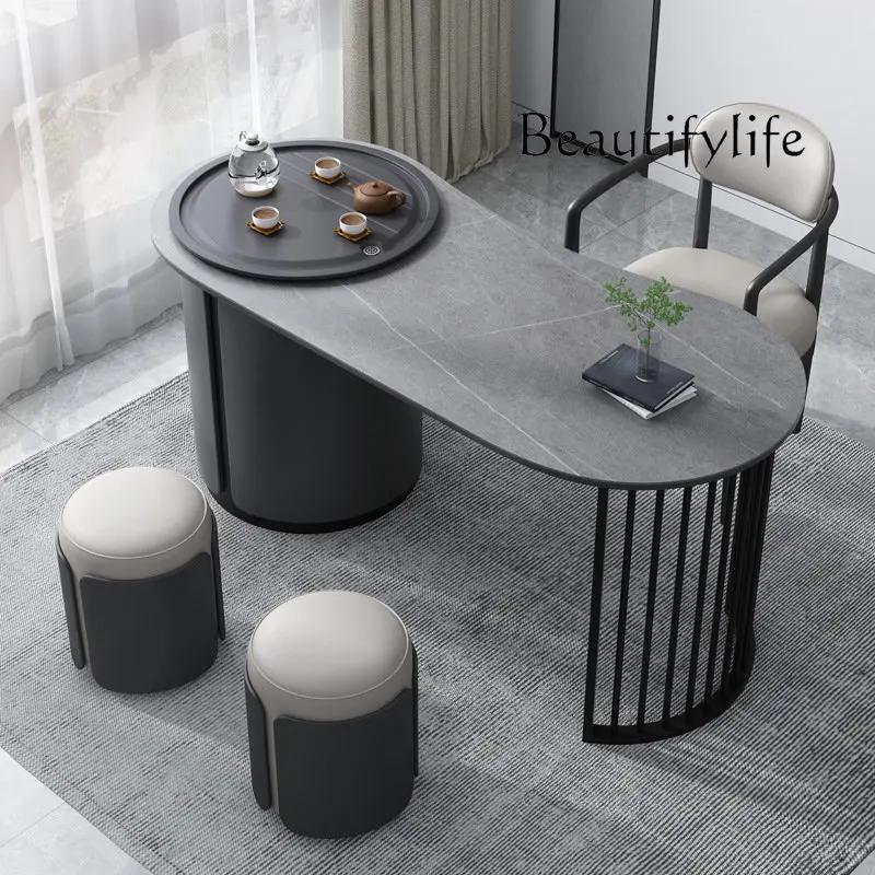 Italian high-end balcony rock slab tea table household simple tea table