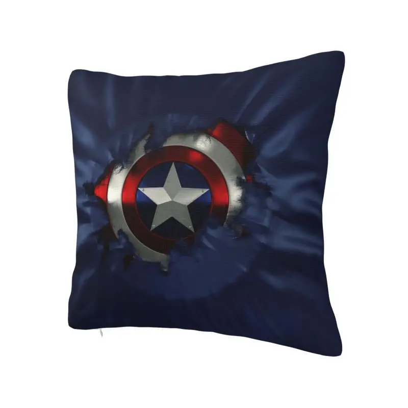 Custom Luxury Captain America Cushion Cover 45x45cm Polyester Pillow Case Sofa Chair Square Pillowcase Home Decor