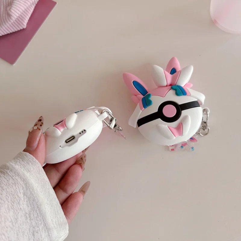 Pokemon Sylveon หูฟังสําหรับ AirPods 1/2 3 4 Pro การ์ตูนซิลิโคนหูฟังป้องกันอุปกรณ์เสริมจี้