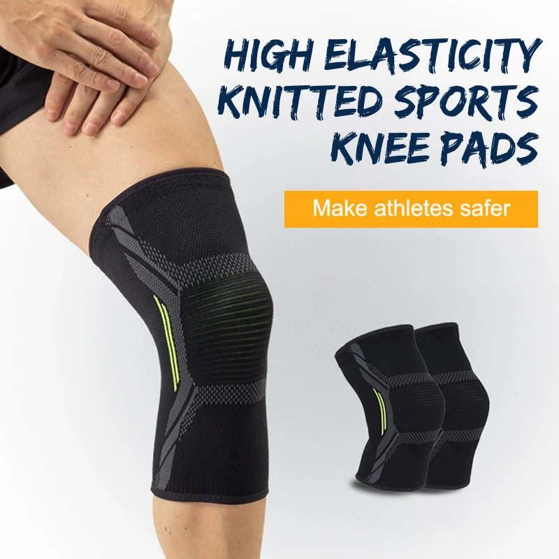 Rodillera deportiva de nailon tejido, compresión 3D, ajuste ajustable, transpirable y cálida para hombres y mujeres (equipo de protección), 1 ud.