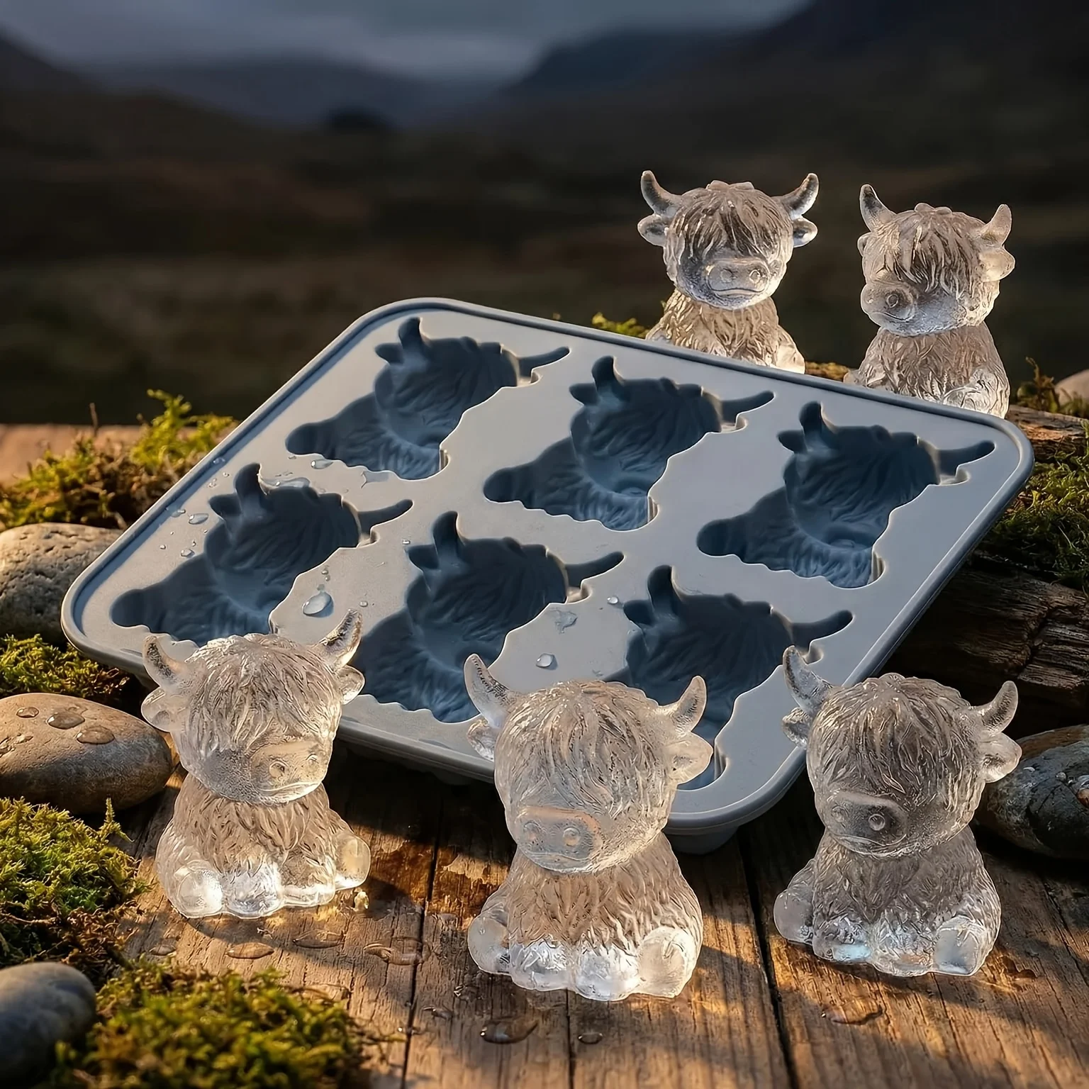 1-Piece Blue Highland Cow-Shaped Silicone Mold Suitable for Drinks, Parties, and Gifts, Cute and Creative Mold, a Must-Have for Home Use