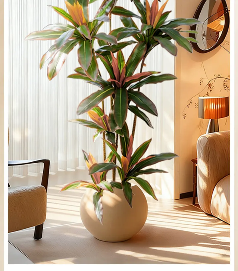 Simulation green plant red iron tree indoor large green plant floor decoration potted plant living room light luxury bionic plan