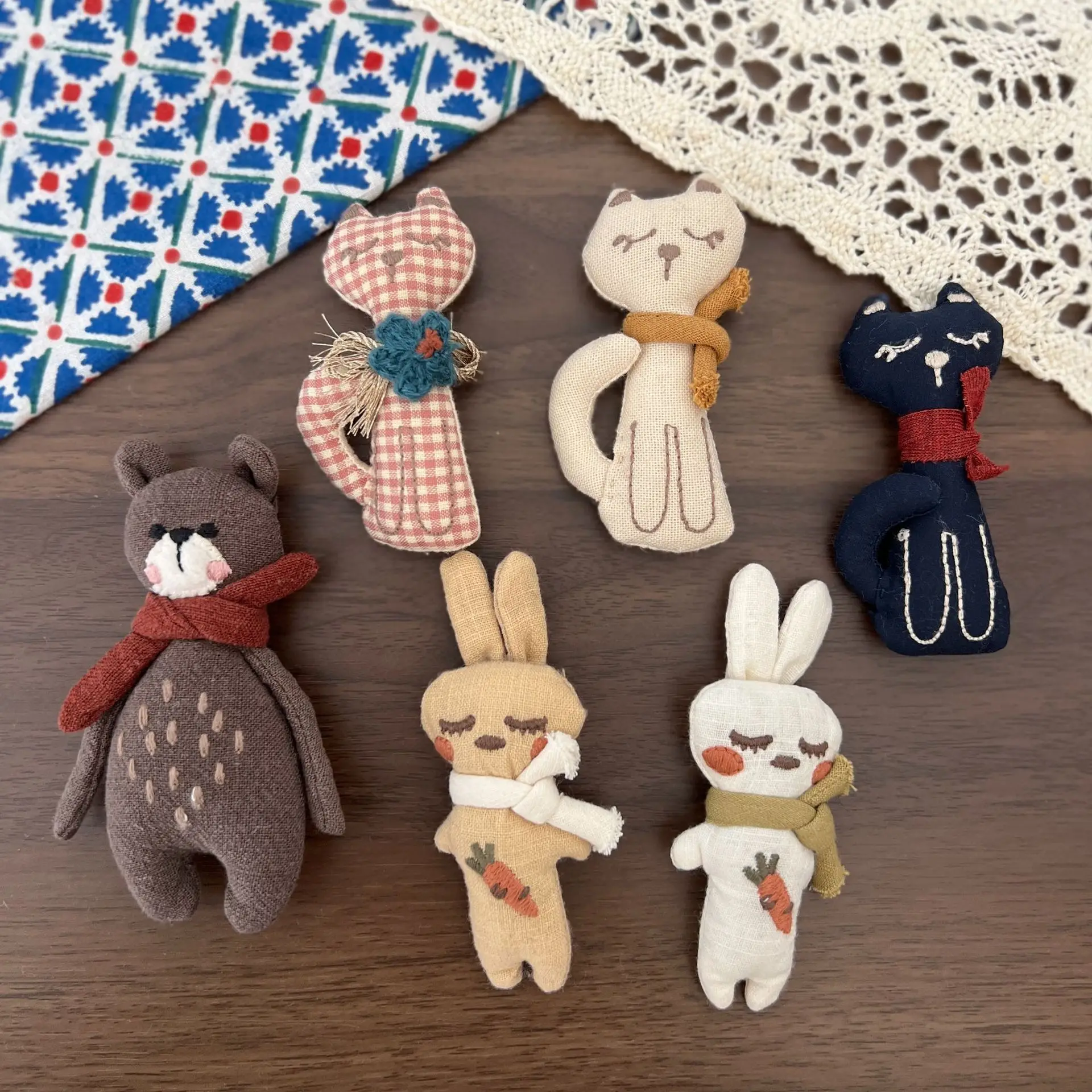 Brooch Pin DIY Cute Rustic Plush Filled Bridal Bunny Bag Charm Material Kids Scarf Clothing Semi Finished Portable