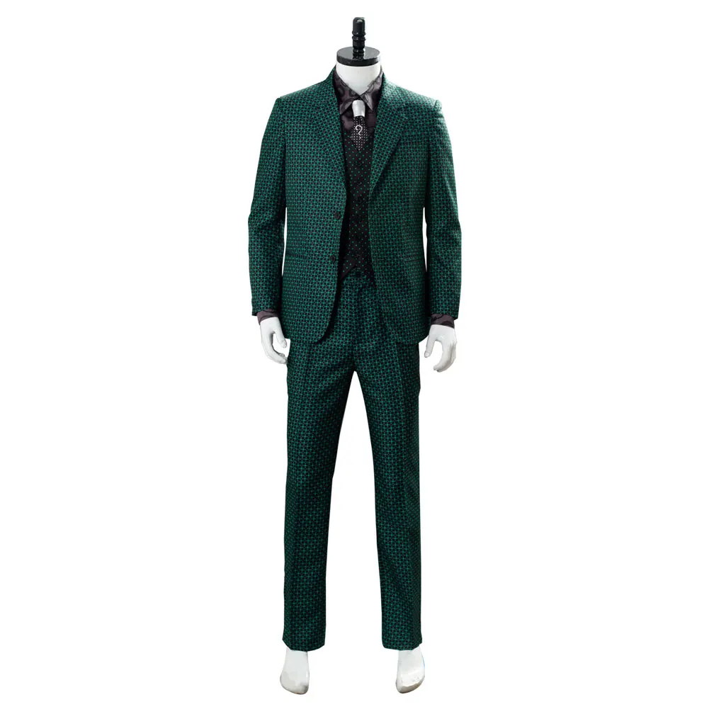 TV Riddler Cosplay Costume Fantasy Uniform Shirt Coat Pants Tie Mask Adult Men Outfits Halloween Carnival Party Disguise Suit