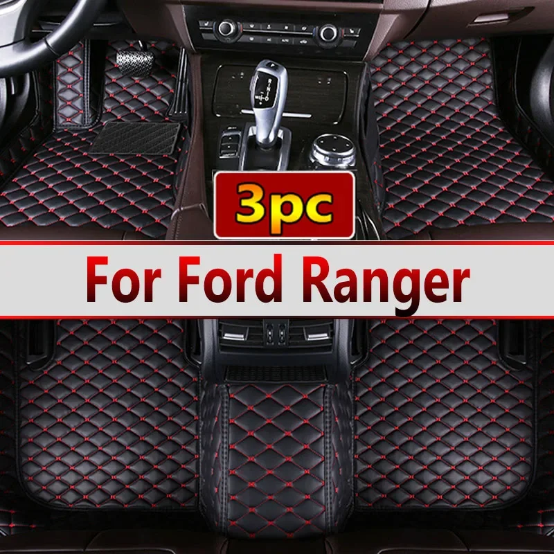 Leather Car Floor mats for Ford Ranger 2020 2019 2018 2017 2016 2015 2014 2013 2012 Carpets Rugs Pads Interior Parts Accessories