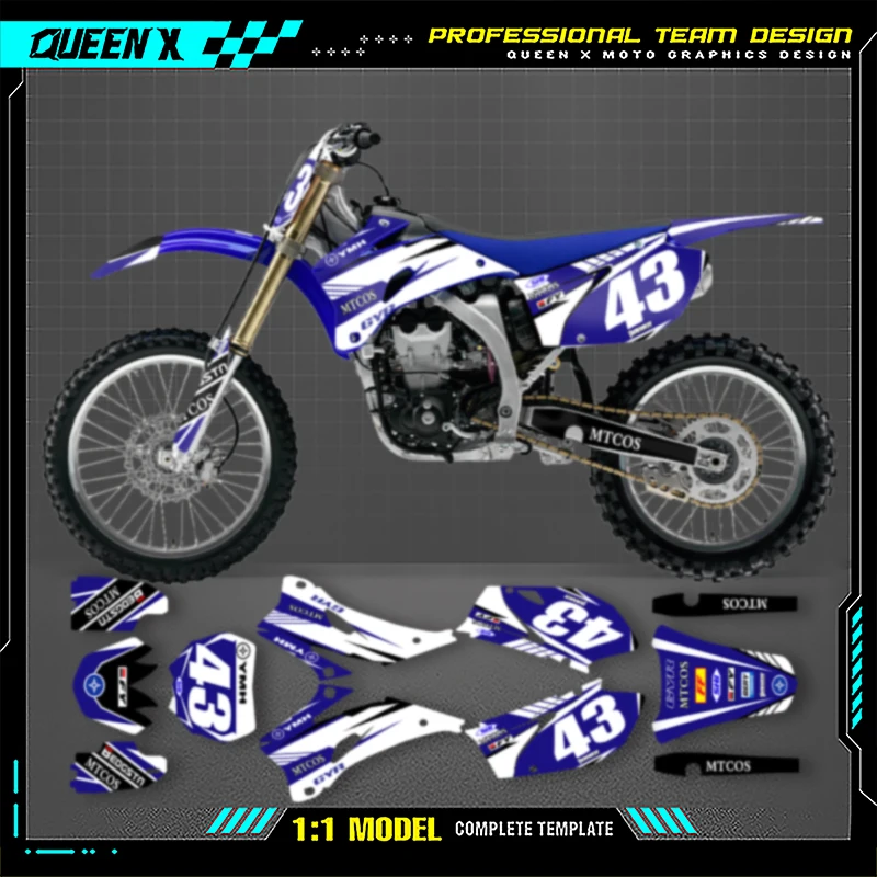 

QUEEN X MOTO Motorcycle Graphics Decals For YAMAHA 2006 2007 2008 2009 YZF250 YZ450F Motorcycle Decal Stickers 007