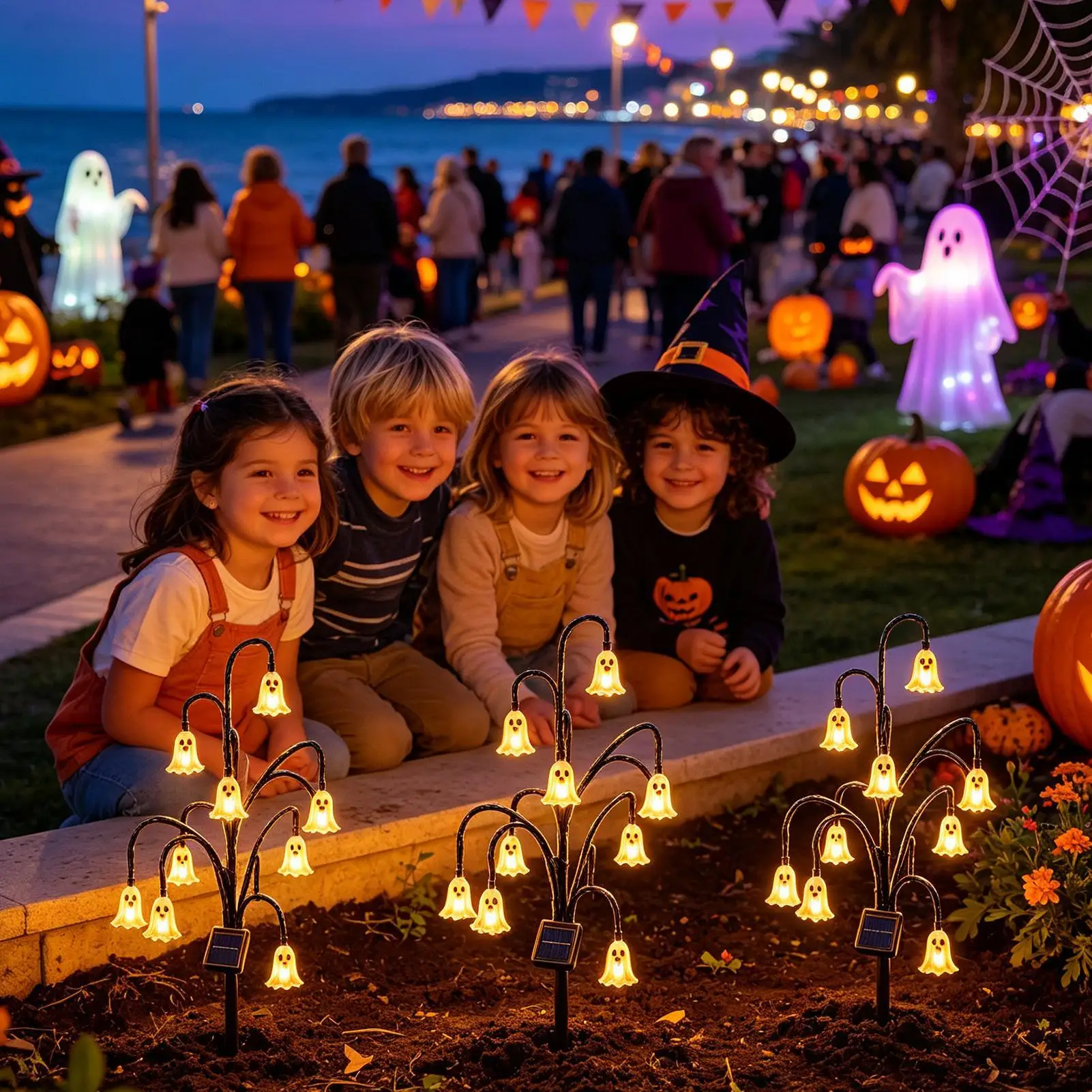 Solar Garden Light Halloween Ghost Design Yard Stake Decoration Lamp Solar Garden Lights Outdoor For Halloween Terrace Pathway