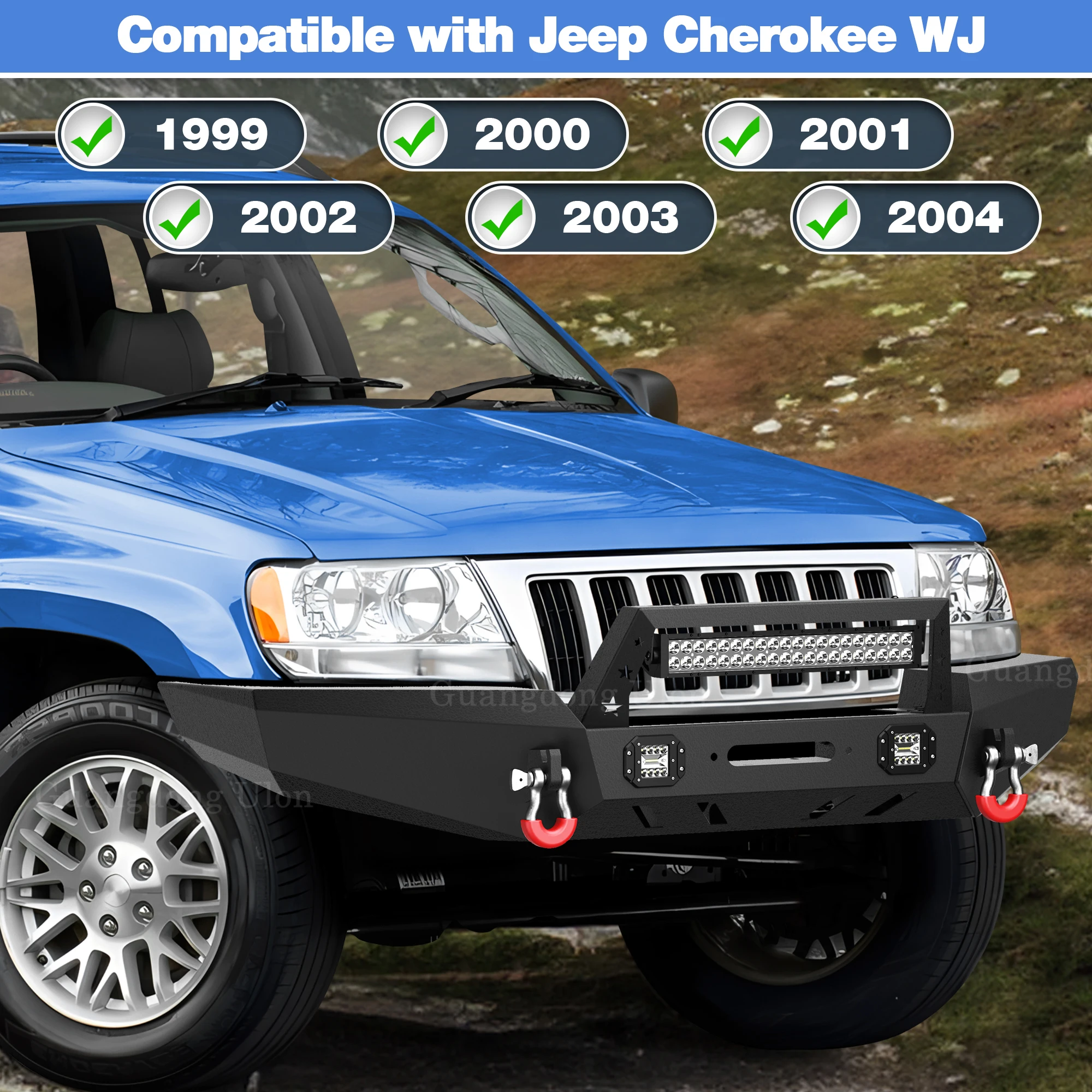 Factory Price OEM Front Bumper Fit 1999-2004 Jeep 2nd Gen Grand Cherokee WJ Off-road Bumper Equipped with Winch Plate